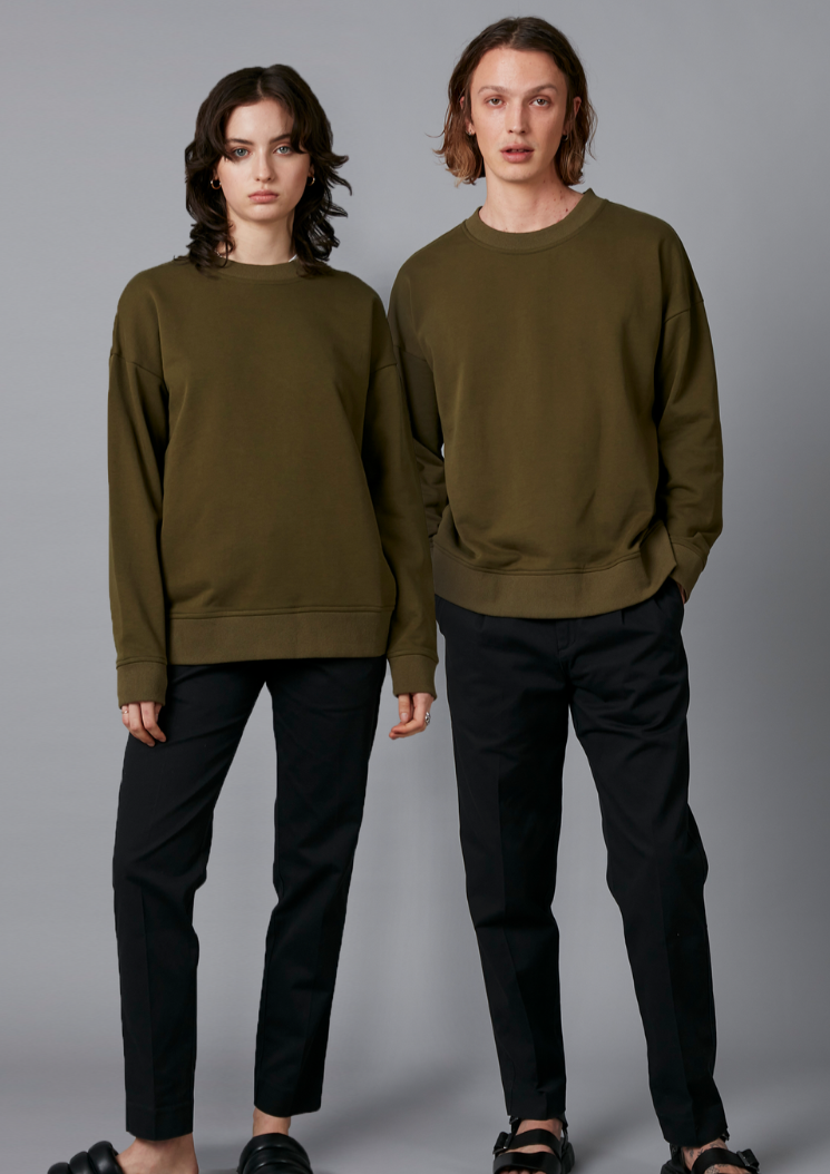 KHAKI COTTON SWEATSHIRT