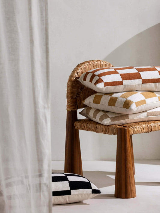 Checkers Cushion | Latte