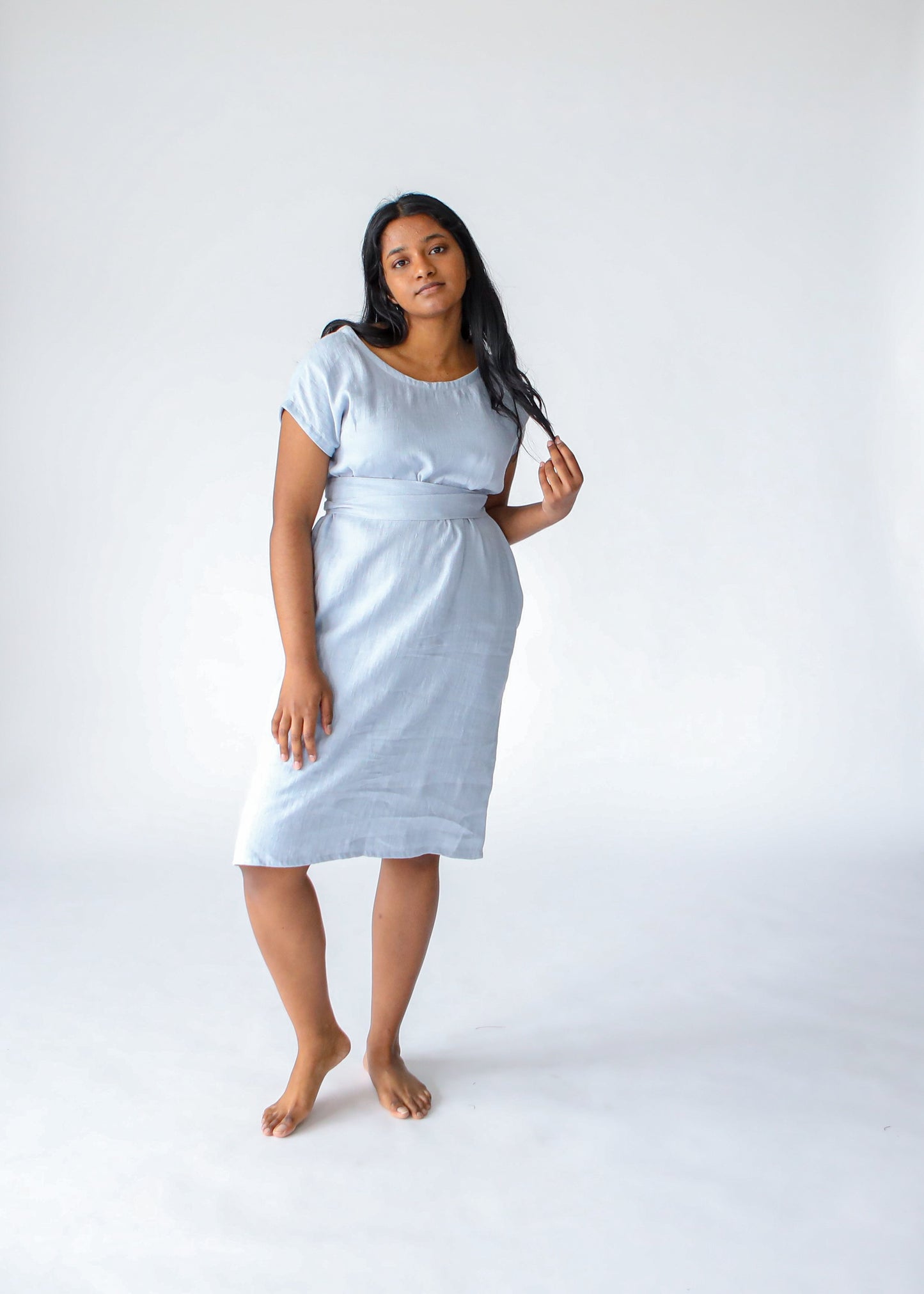 Ruby Linen Dress | Pale Blue