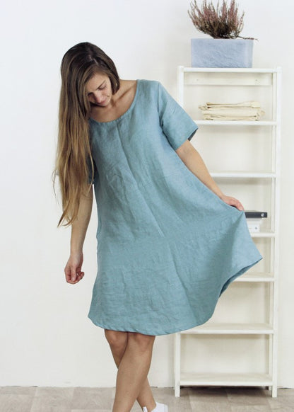 Ema Linen Dress | Sea Foam