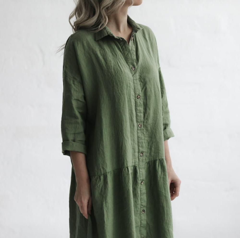 Oversized Linen Dress | Olive