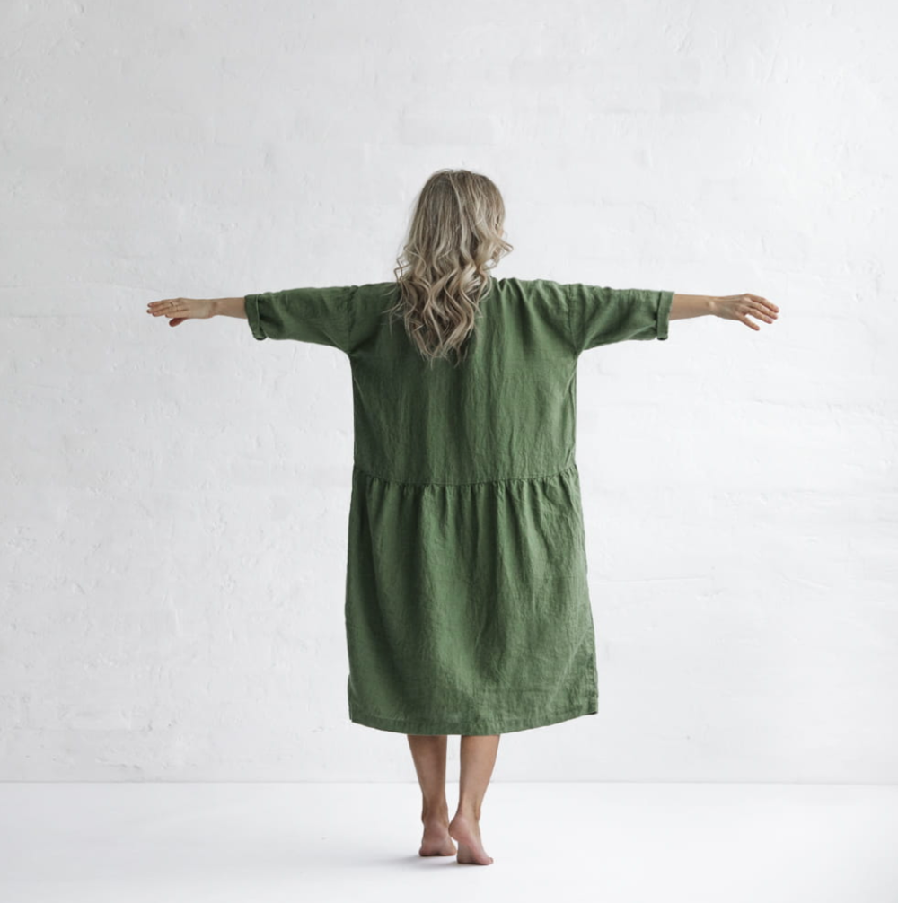 Oversized Linen Dress | Olive