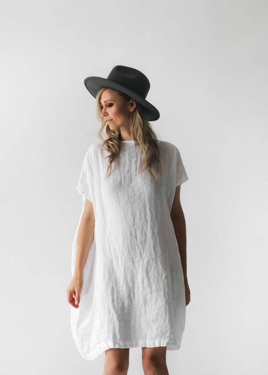 Short Linen Dress | White