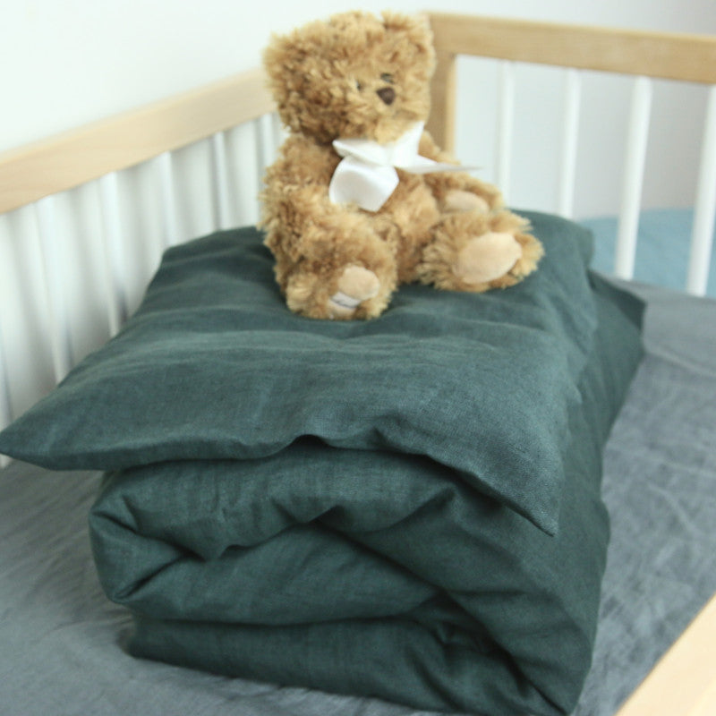 KIDS Linen Duvet Set | Dark Green