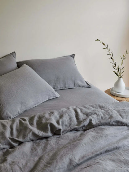 French Linen Duvet Cover Set  | Storm