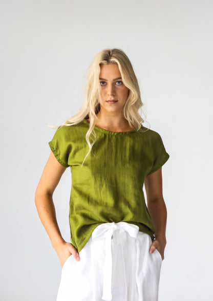 Linen T-Shirt | Moss