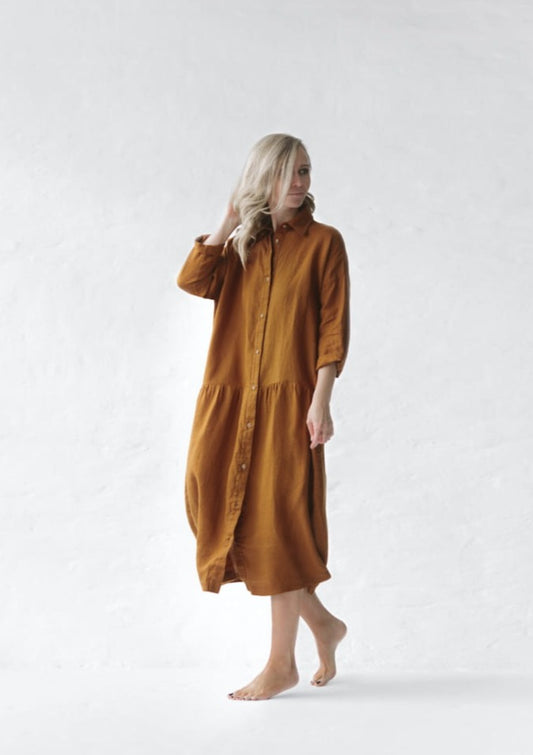 Oversized Linen Dress | Mustard