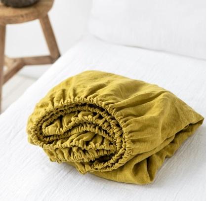 Linen Fitted Sheet | Mustard | Queen