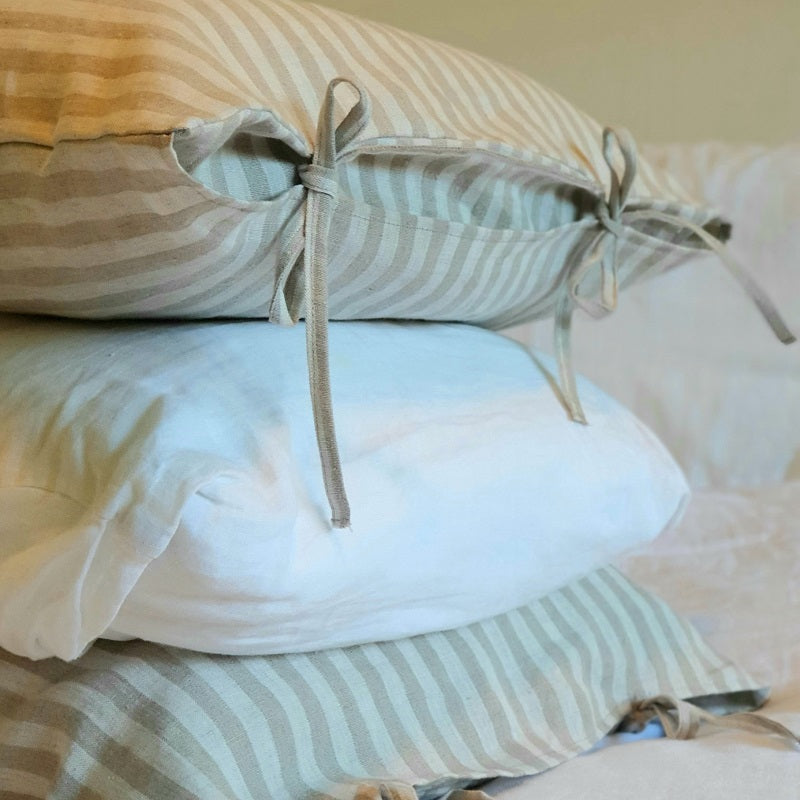 Linen Pillowcases | Natural Stripes | Made in Europe