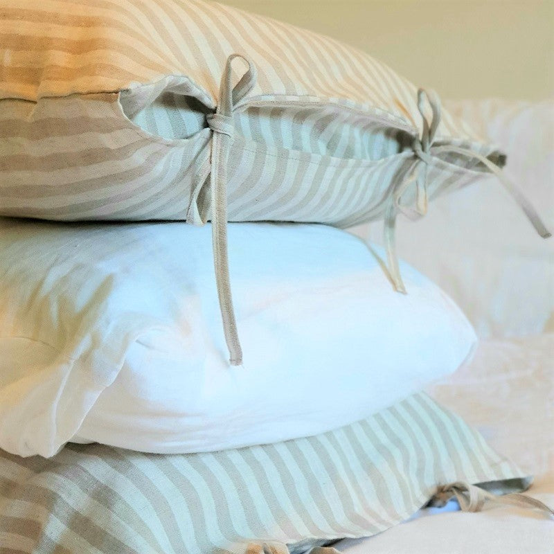 Linen Pillowcases | Natural Stripes | Made in Europe