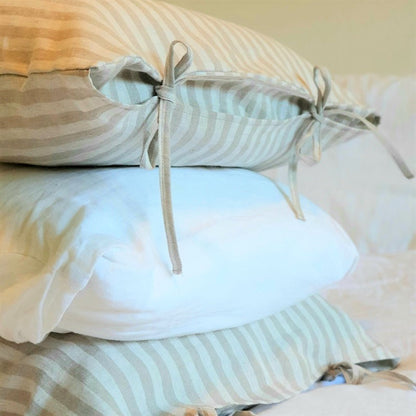 Linen Pillowcases | Natural Stripes | Made in Europe