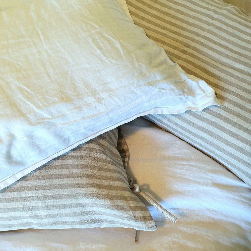 Linen Pillowcases | Natural Stripes | Made in Europe