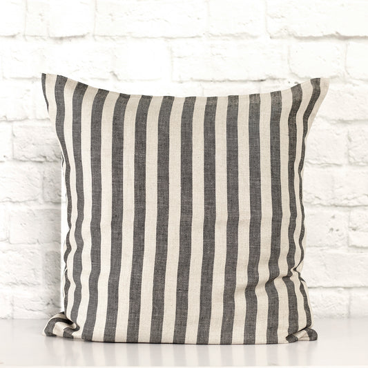 Linen Euro Cover | Black & Natural Stripe