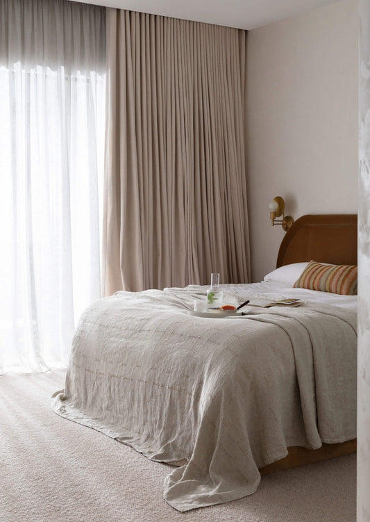 Textured Linen Bedcover | Natural