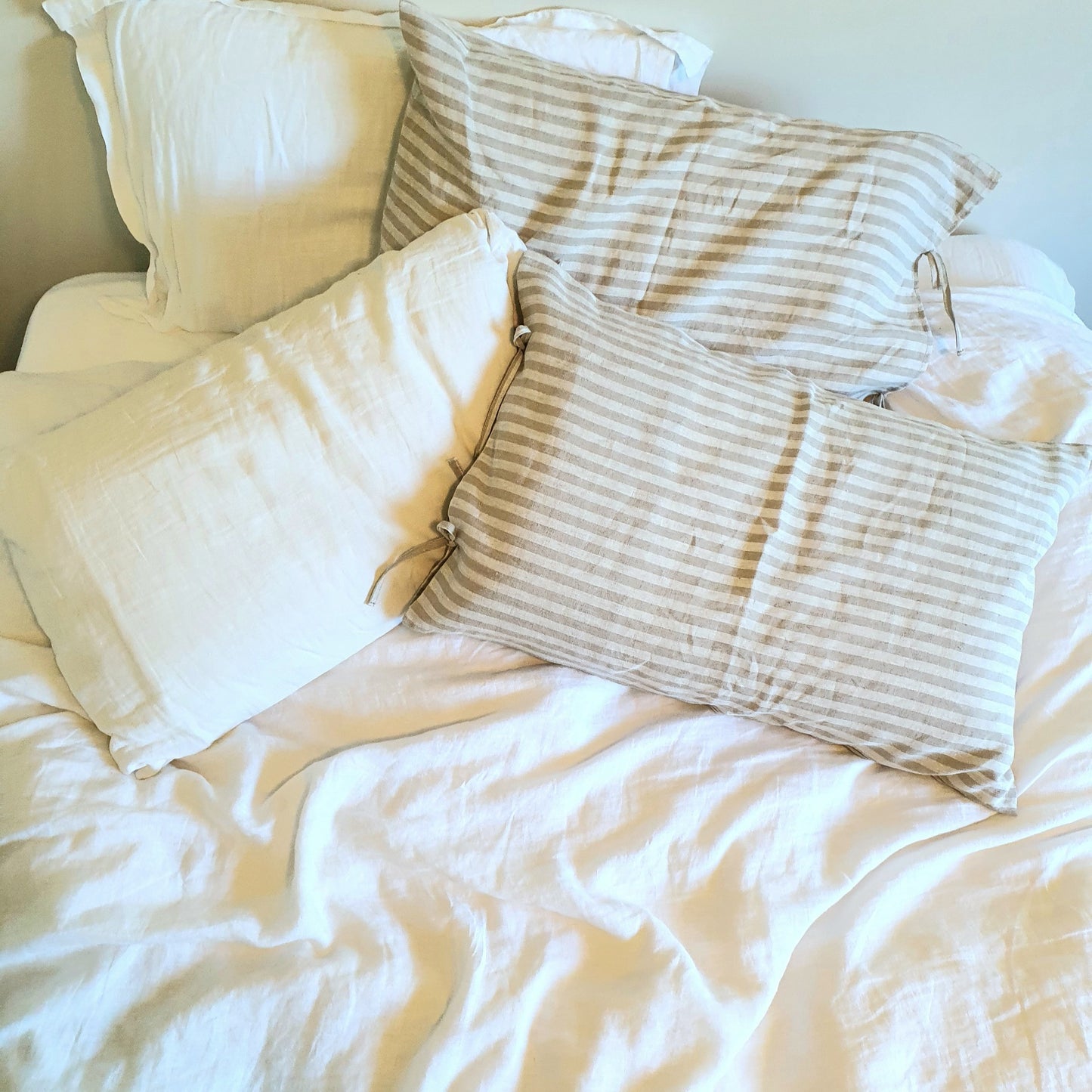 Linen Pillowcases | Natural Stripes | Made in Europe