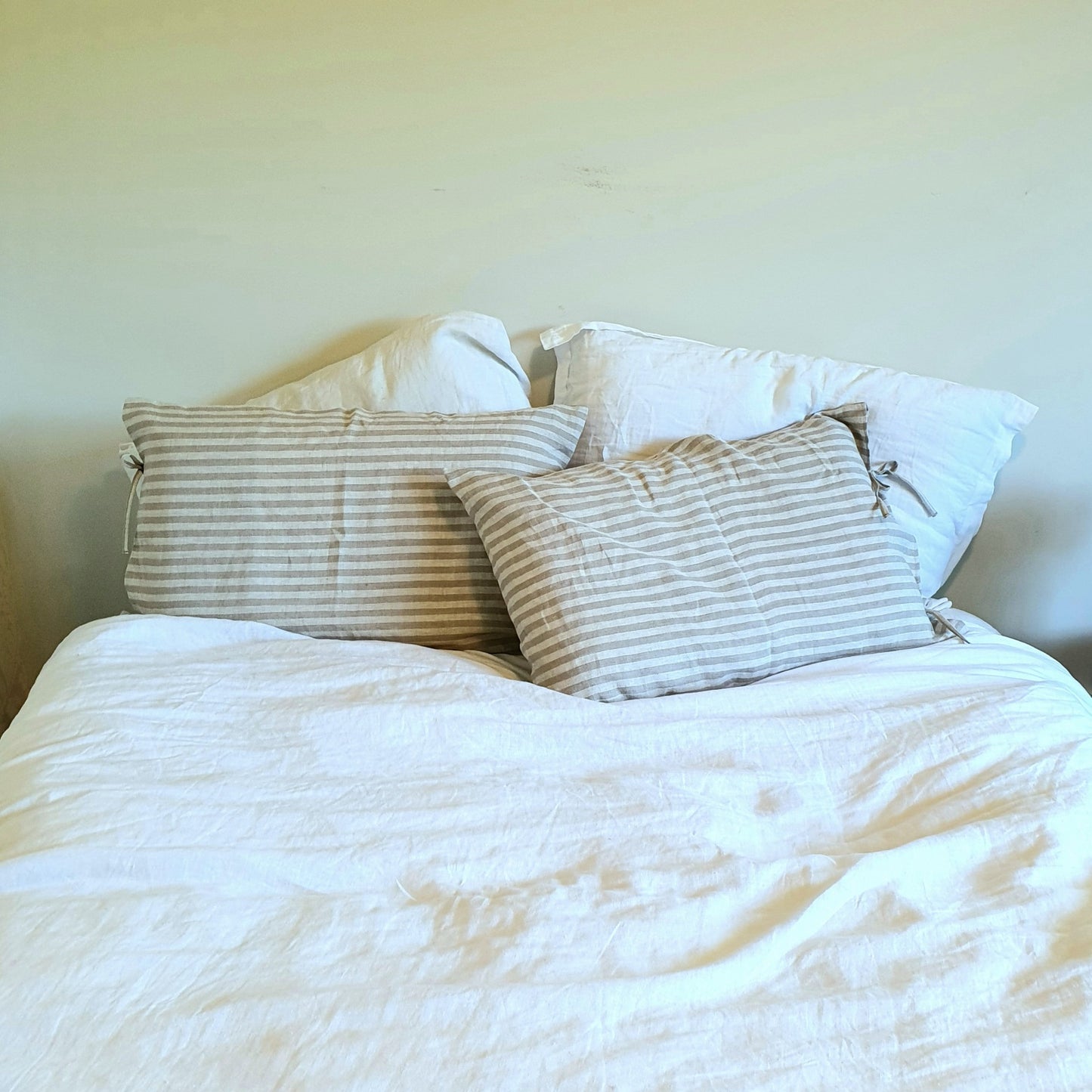 Linen Pillowcases | Natural Stripes | Made in Europe