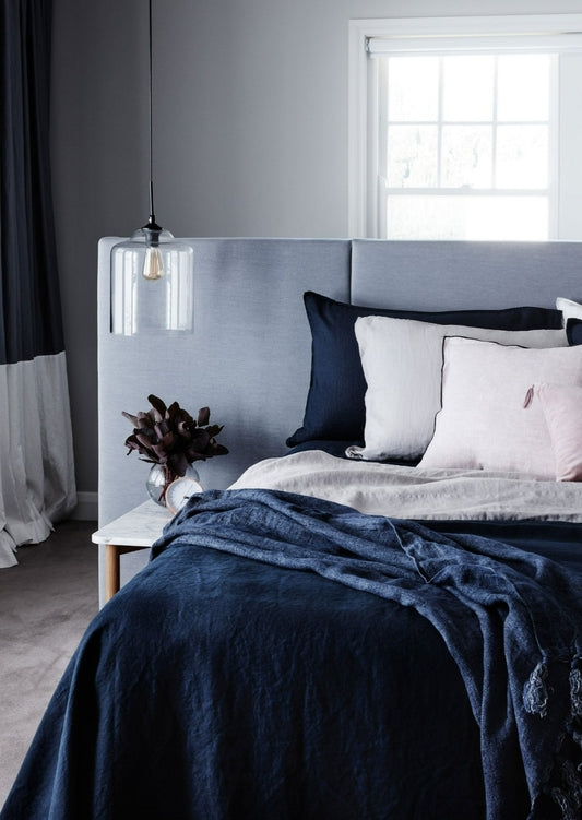 French Linen Duvet Cover Set  | Navy