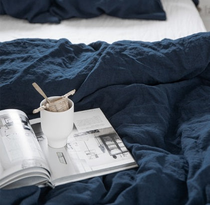 French Linen Duvet Cover Set  | Navy
