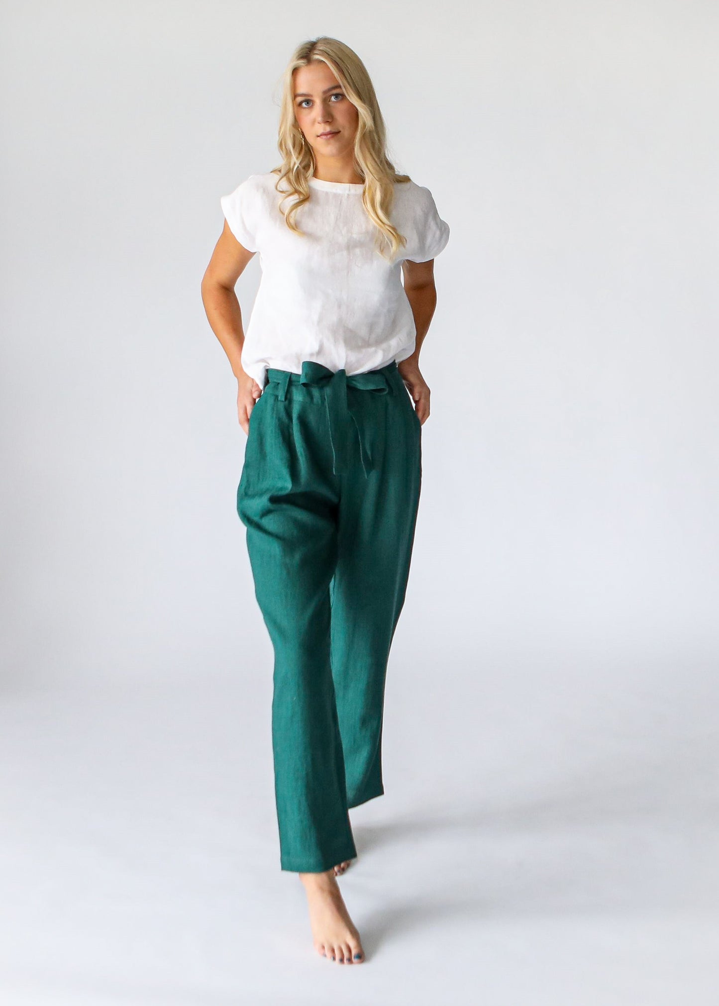 Tailored Linen Pant | Emerald