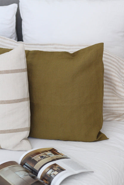 Olive Green Linen Pillowcases | Oeko-Tex® certified