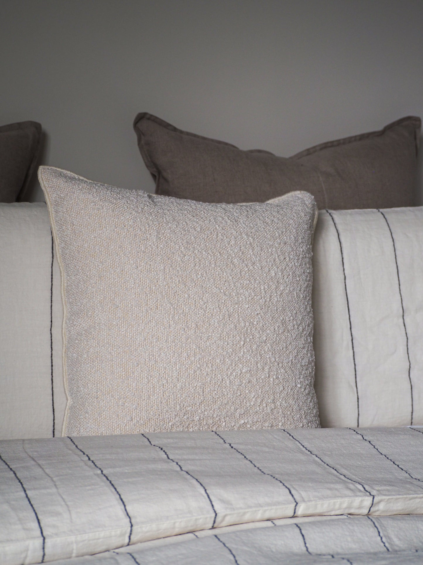 French Linen Pillowcases | Charcoal Stripe
