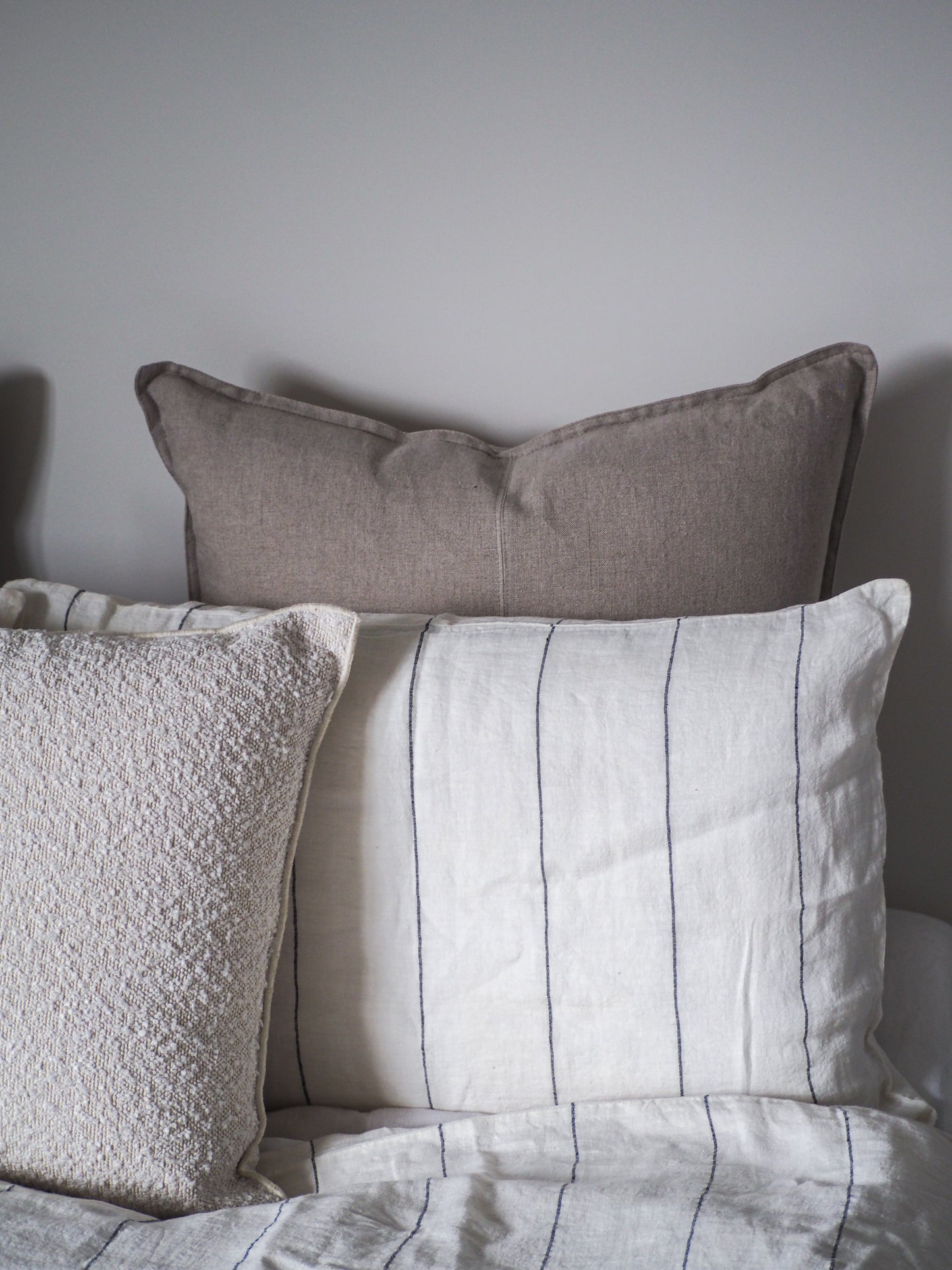 French Linen Duvet Cover | Charcoal Stripe -  OEKO-TEX certified