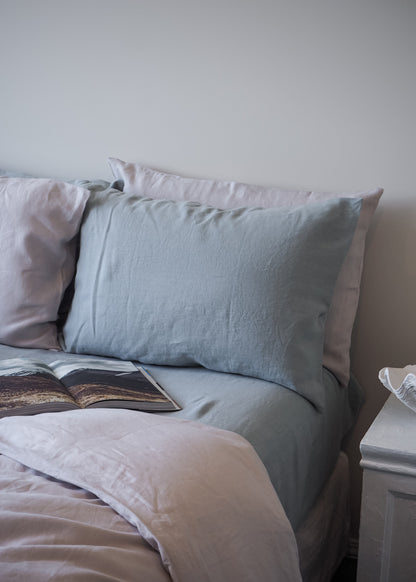 Duck Egg Linen Fitted Sheet  | Made in Europe
