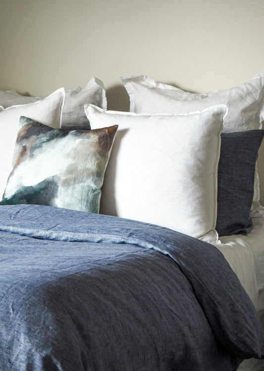 Linen Duvet Cover Set | Blue Marl | Made In New Zealand