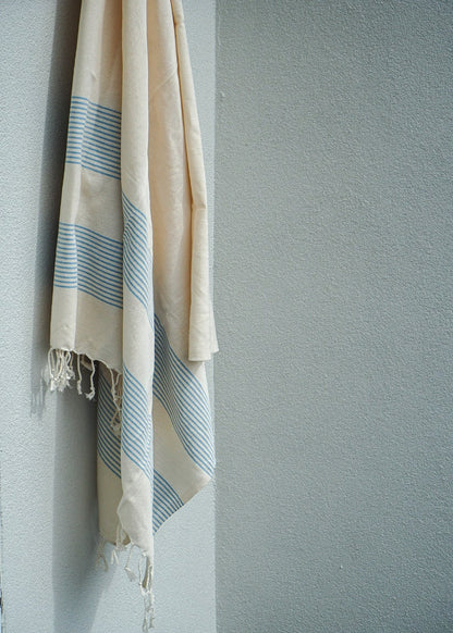 Turkish Beach Towel | Light Blue & White Stripe