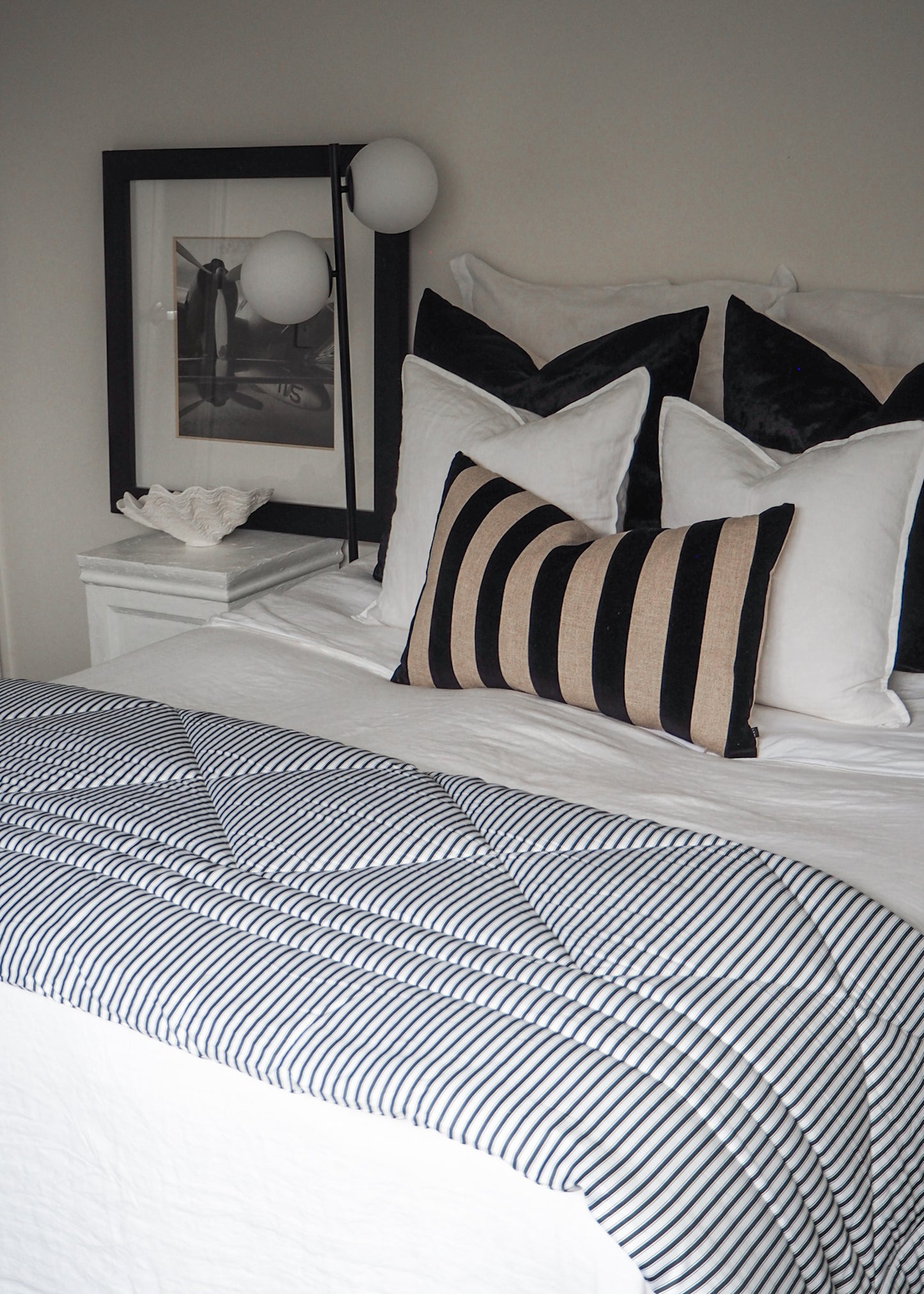 Black and White Ticking Comforter