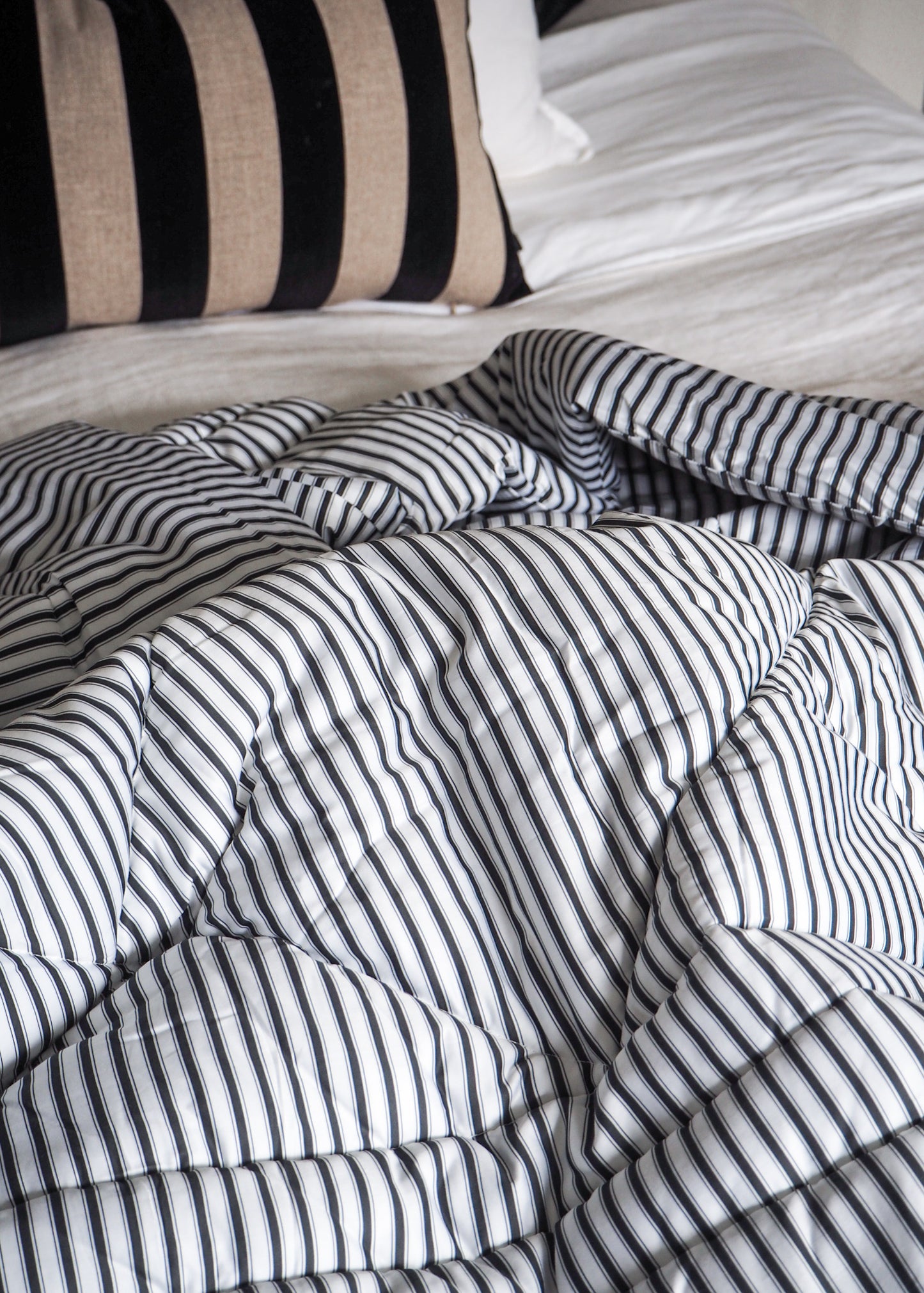 Black and White Ticking Comforter