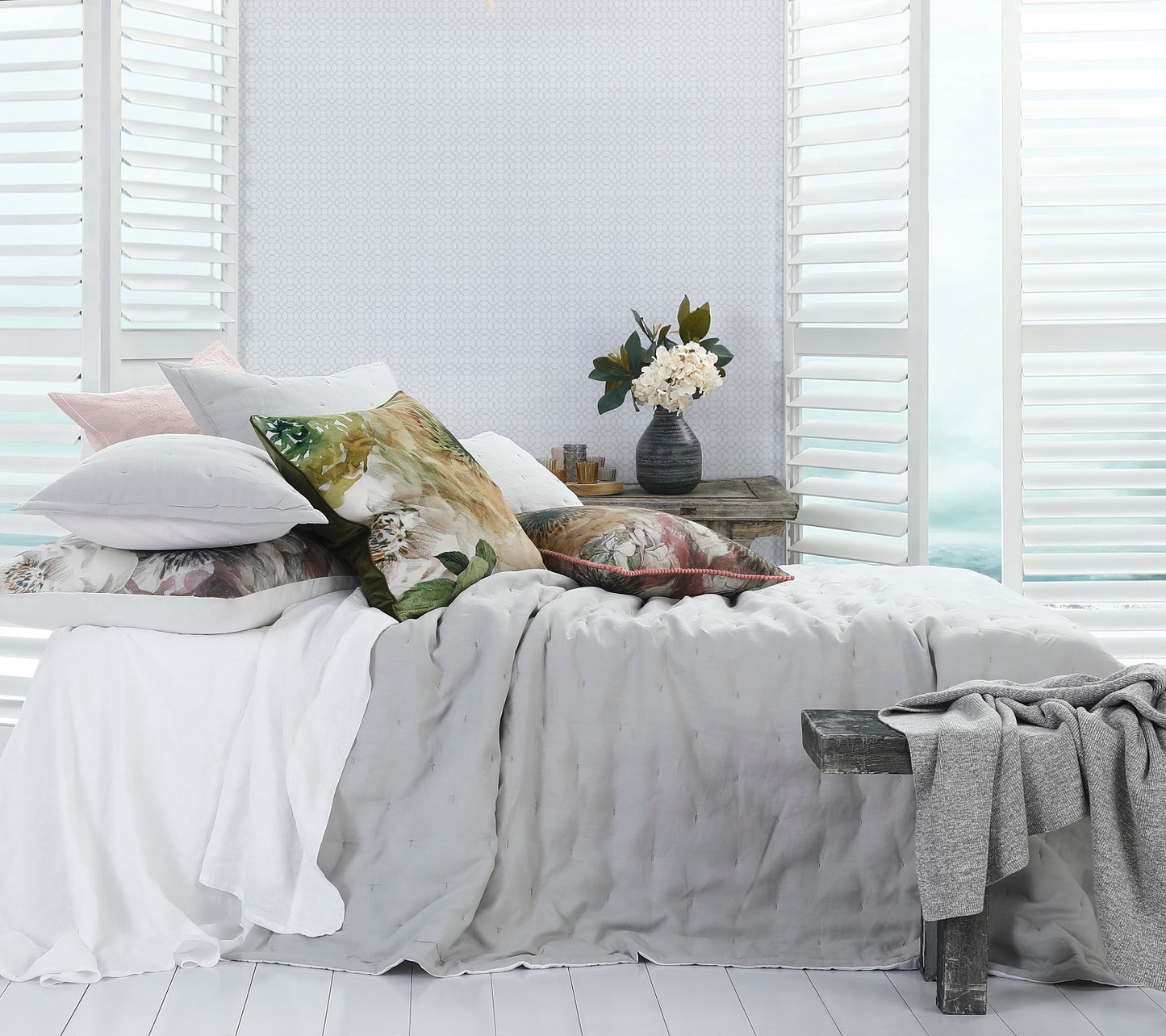 Linen Bedspread | Pewter