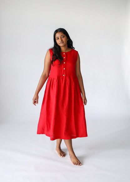 Asti Linen Dress | Red