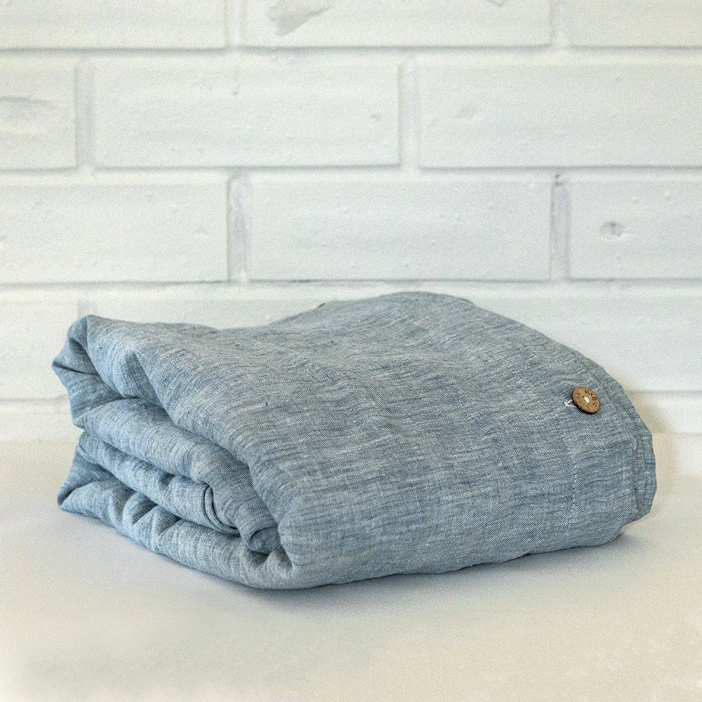 Chambray Blue Linen Duvet cover Set | Made in Europe