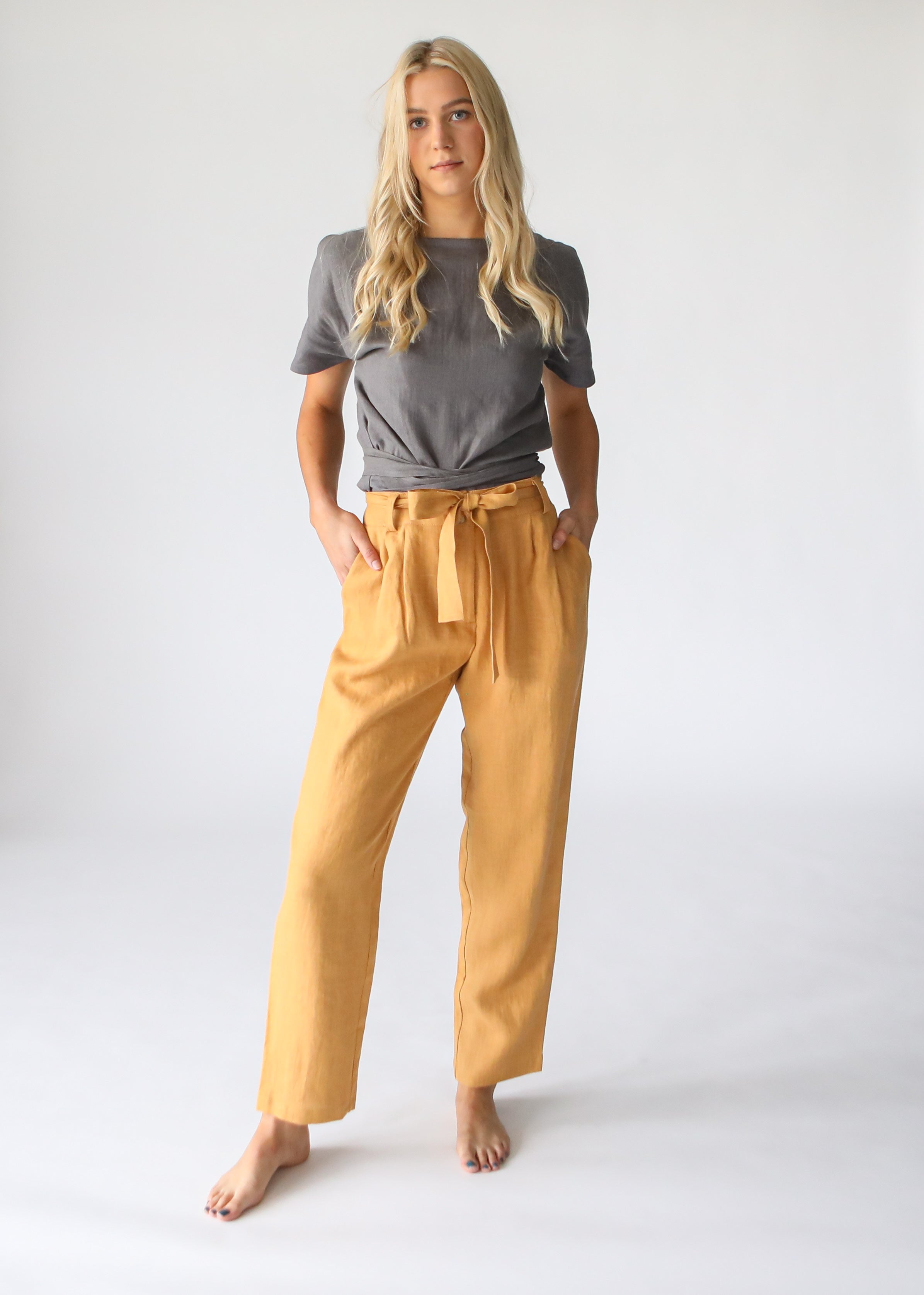 Womens tailored linen pants sale