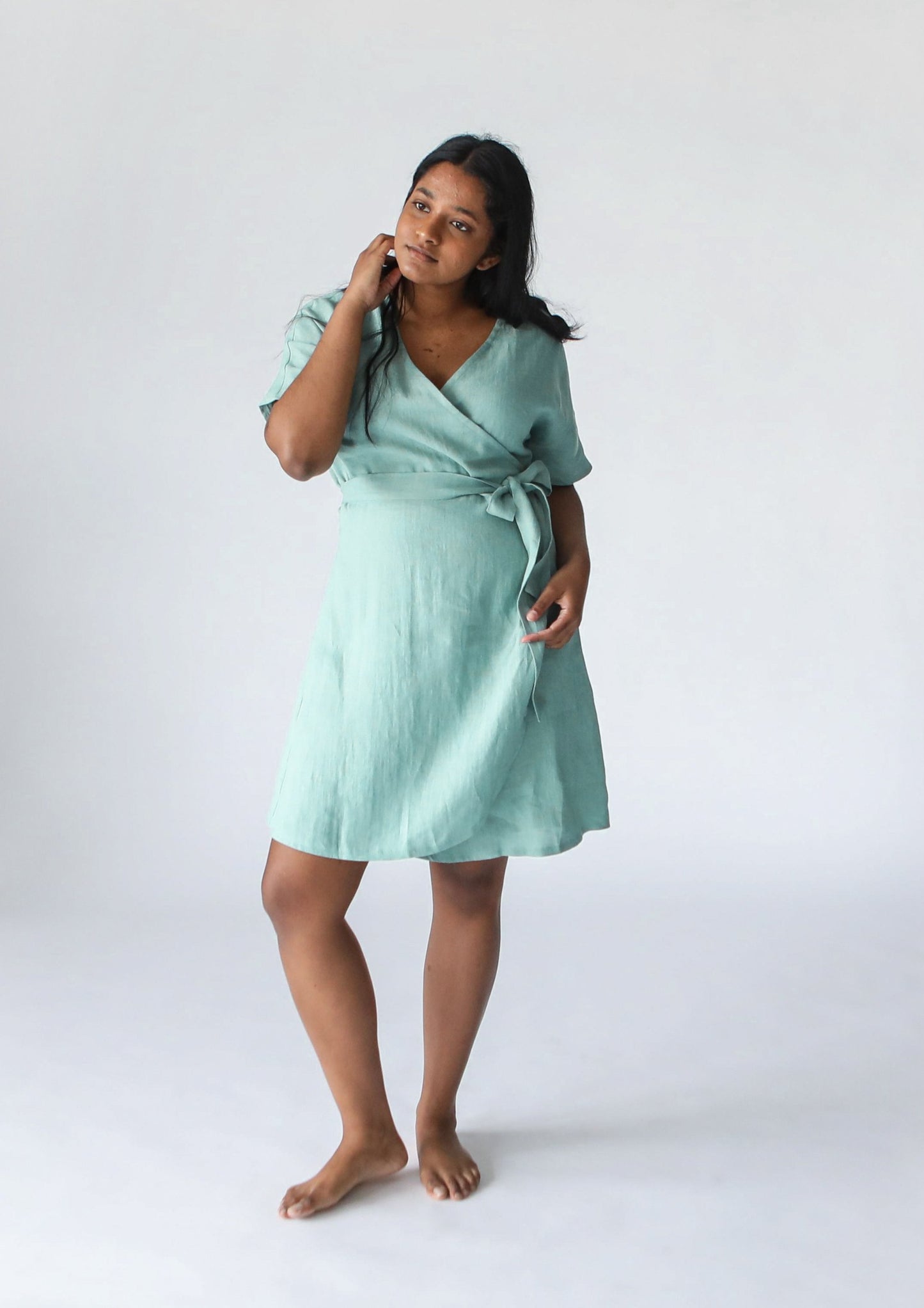 Wrap Linen Dress | Seafoam