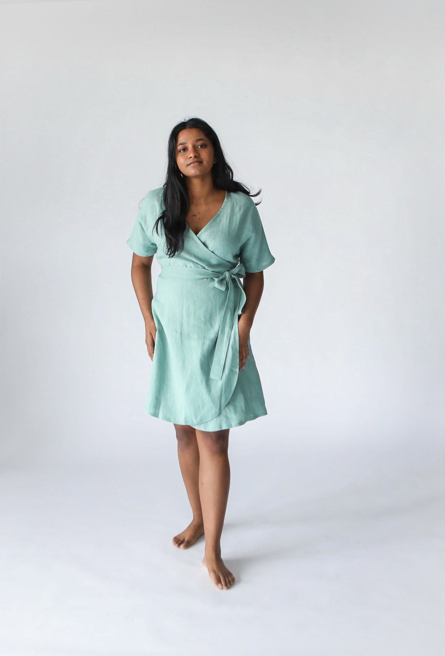 Wrap Linen Dress | Seafoam