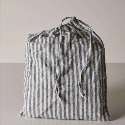 Blue Striped Linen Duvet Cover Set