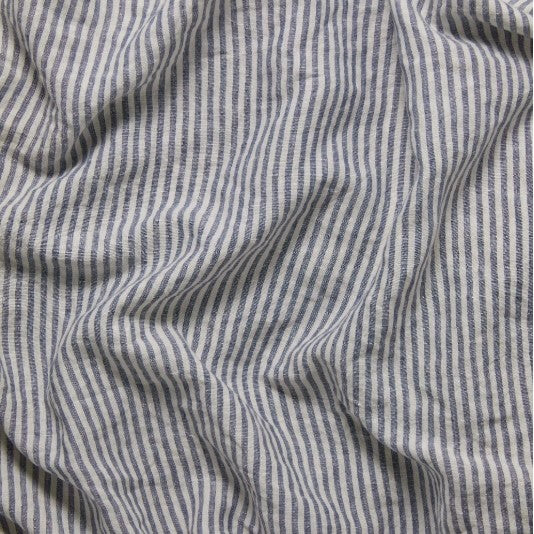 Blue Striped Linen Duvet Cover Set