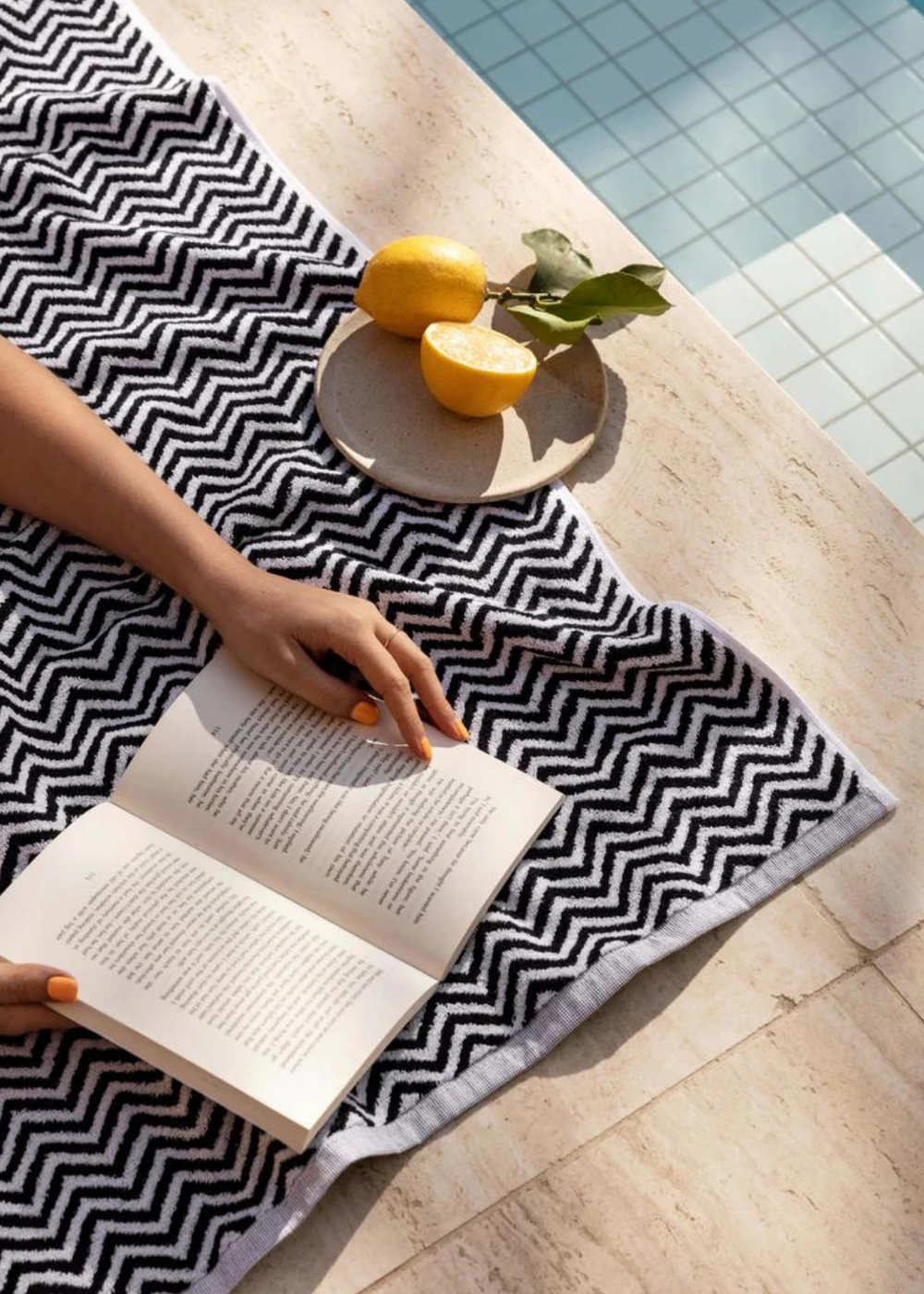 Herringbone Black & White Towels