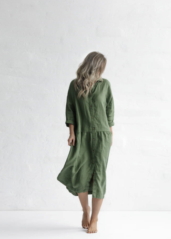 Oversized Linen Dress | Olive