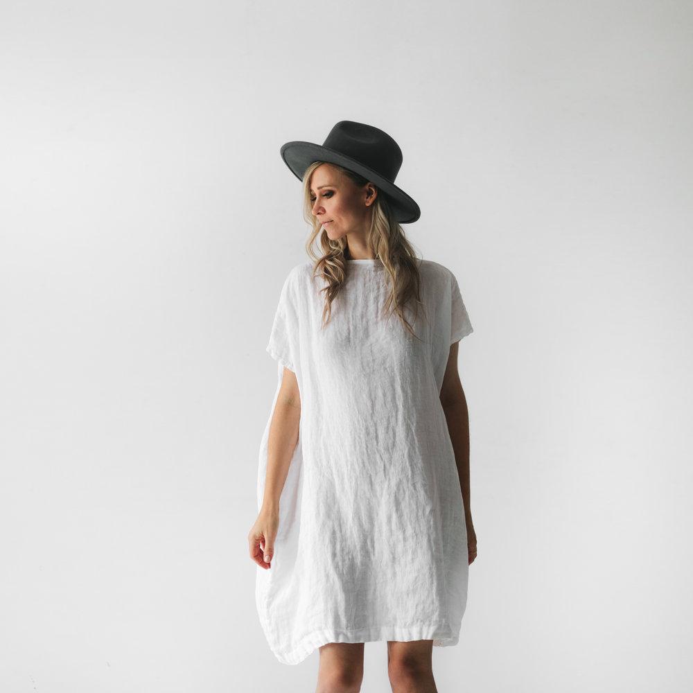 Short Linen Dress | White