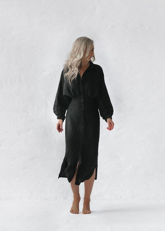 Nea Linen Dress | Black