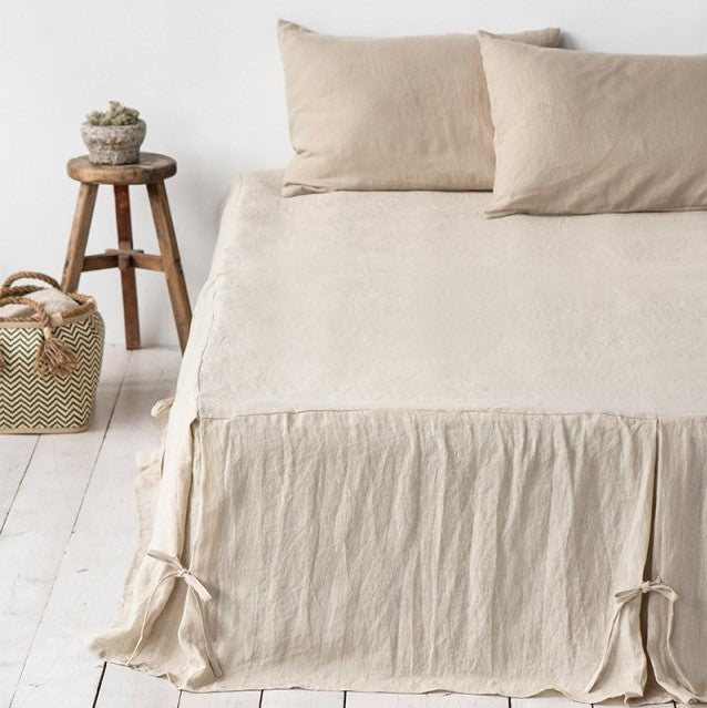 Linen Bed Skirt with Ties
