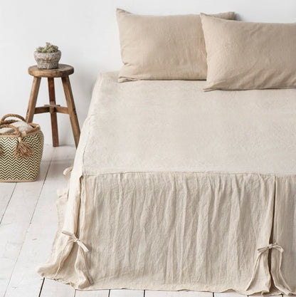Linen Bed Skirt with Ties
