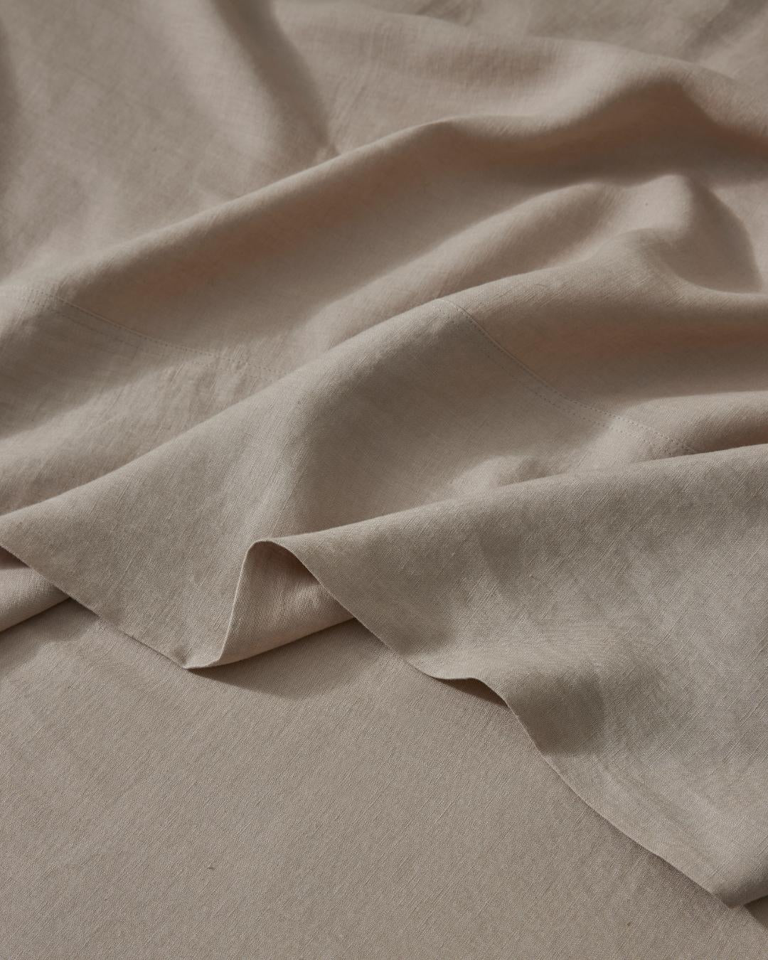 French Flax Linen Fitted Sheet | Sandy Beige