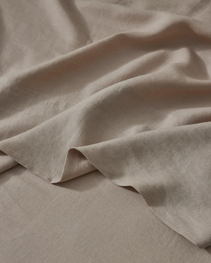 French Flax Linen Fitted Sheet | Sandy Beige