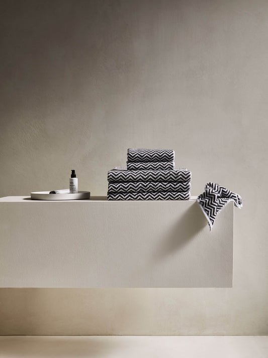 Herringbone Black & White Towels