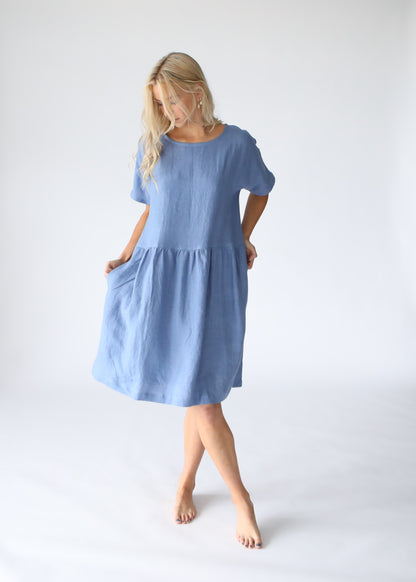 Oversized Linen Dress | Spanish Blue