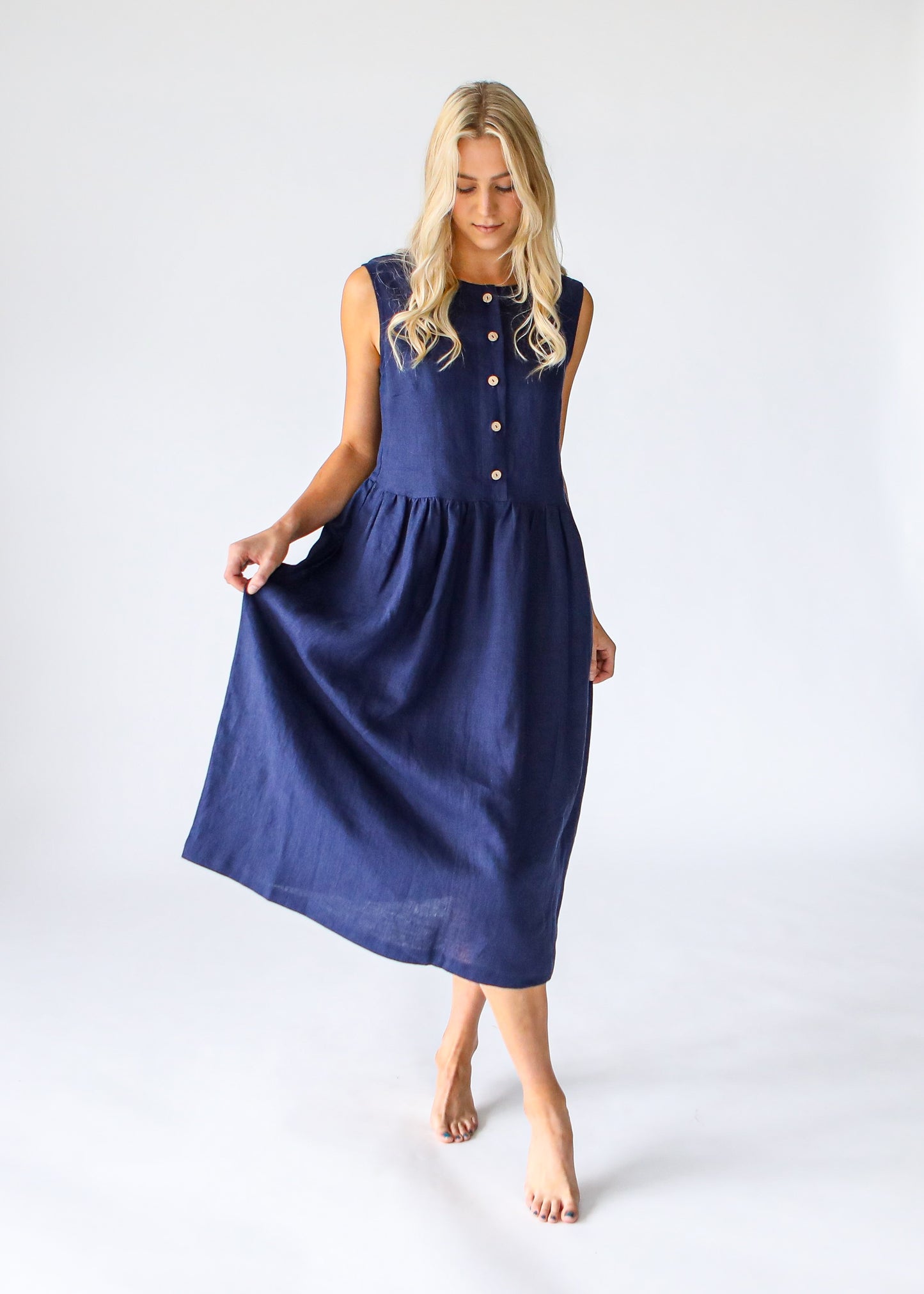 Asti Linen Dress | Midnight